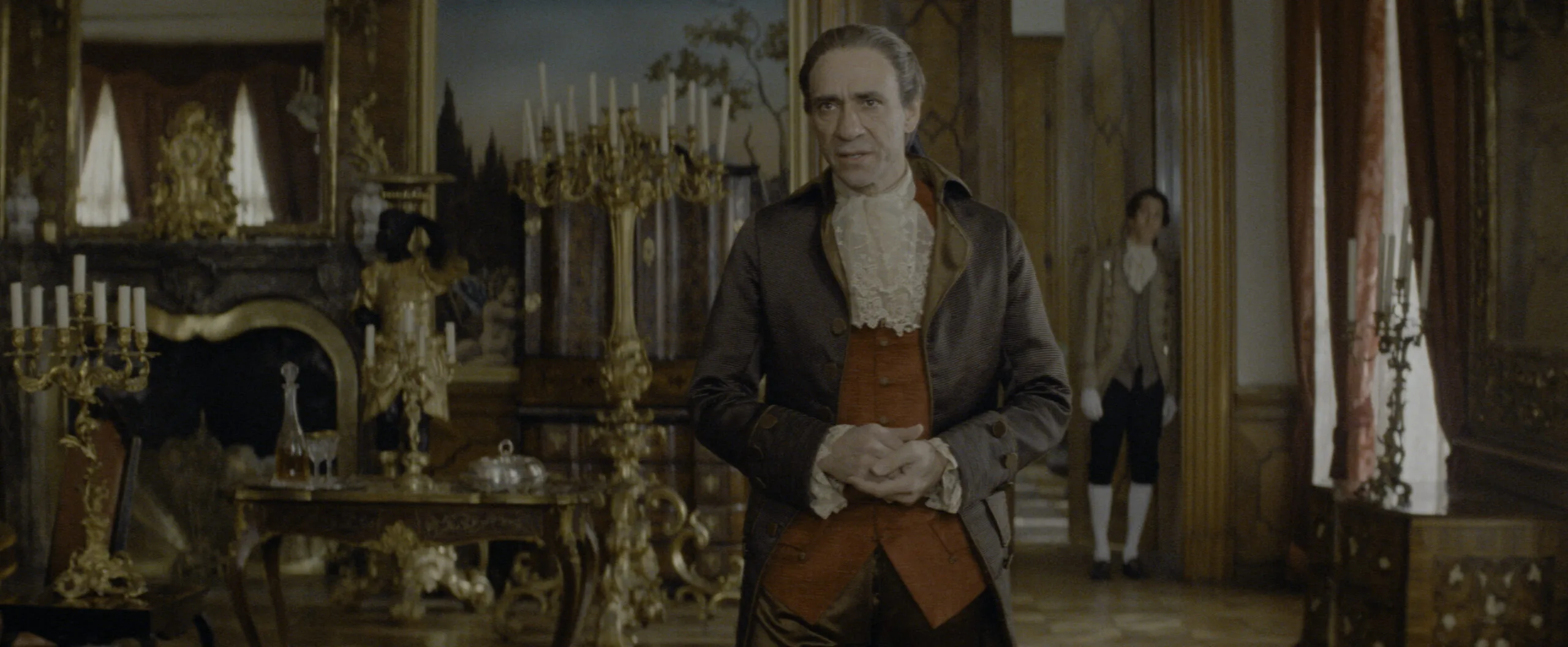 Scene from Amadeus — Mozart conducting at a grand palace performance